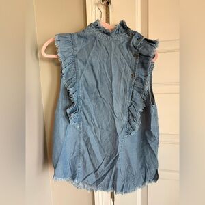 Ruffled Denim Sleeveless Top from Elle Gray Boutique